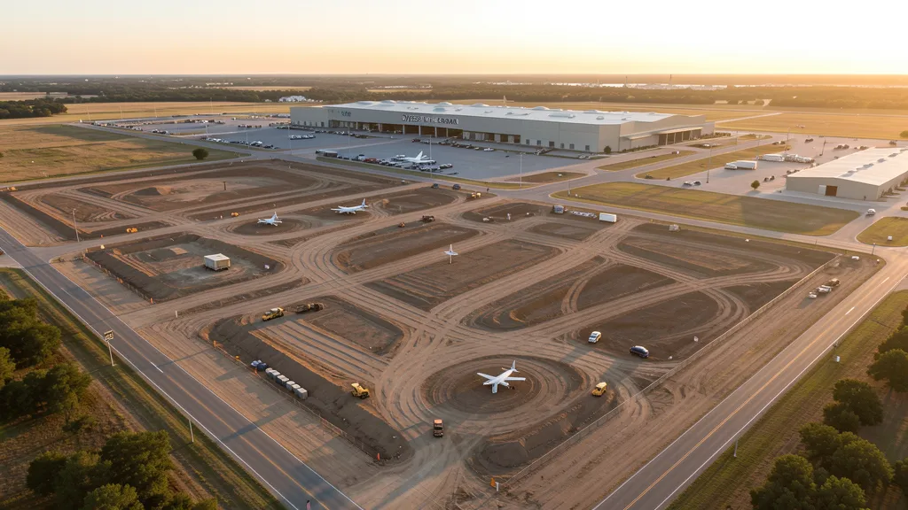 aerial imaging in progress at a construction site in Abilene, TX with local terrain visible