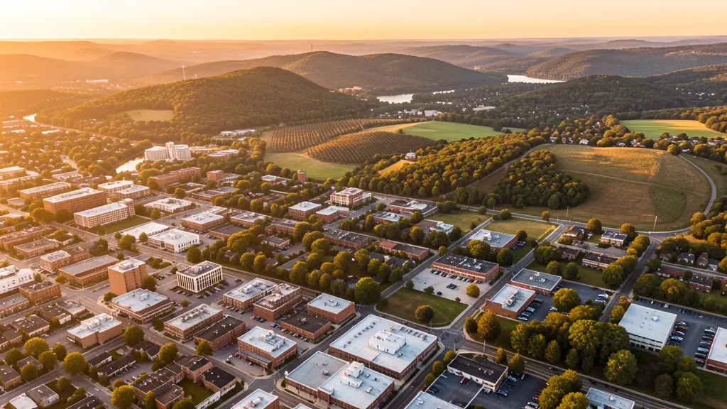 Aerial view of Allentown, PA showing the local landscape and terrain relevant to aerial imaging operations
