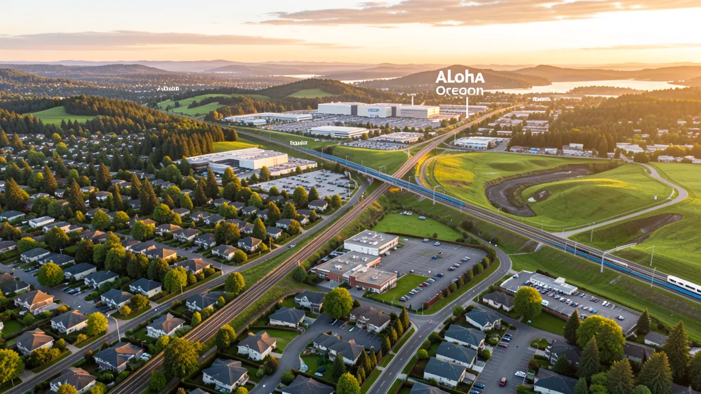 Aerial view of Aloha, OR showing the local landscape and terrain relevant to aerial imaging operations