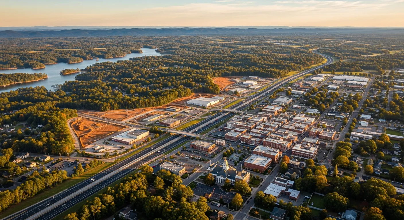 Aerial view of Anderson, SC showing the local landscape and terrain relevant to aerial imaging operations