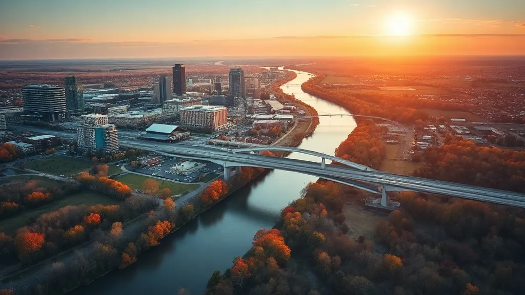Aerial view of Aurora, IL showing the local landscape and terrain relevant to aerial imaging operations