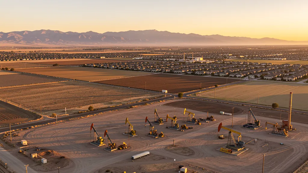 Aerial view of Bakersfield, CA showing the local landscape and terrain relevant to aerial imaging operations