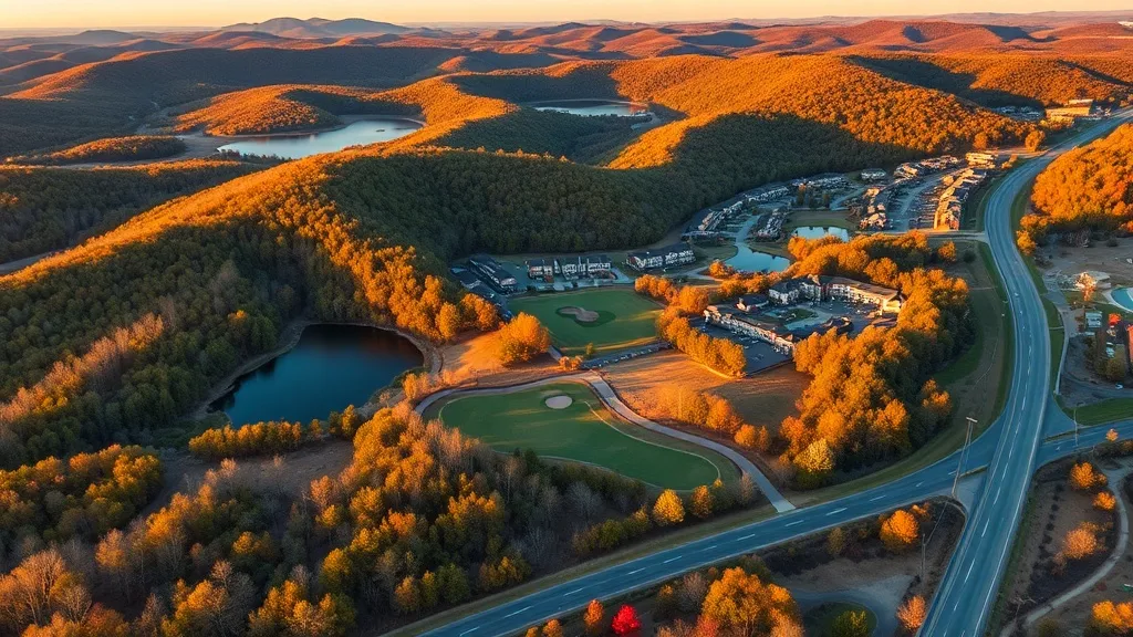 Aerial view of Bella Vista, AR showing the local landscape and terrain relevant to aerial imaging operations