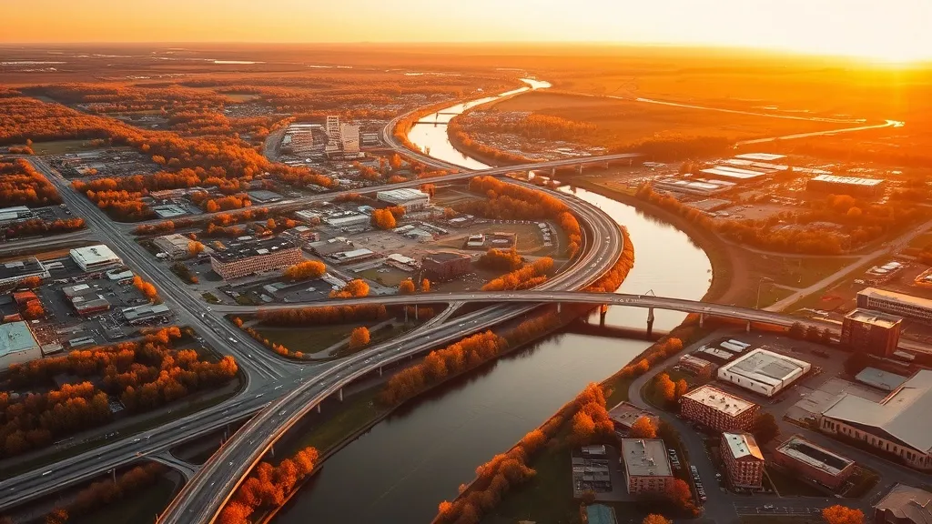Aerial view of Beloit, WI showing the local landscape and terrain relevant to aerial imaging operations