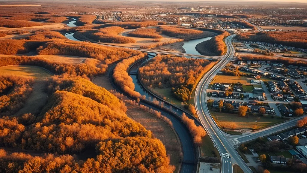 Aerial view of Benton, AR showing the local landscape and terrain relevant to aerial imaging operations