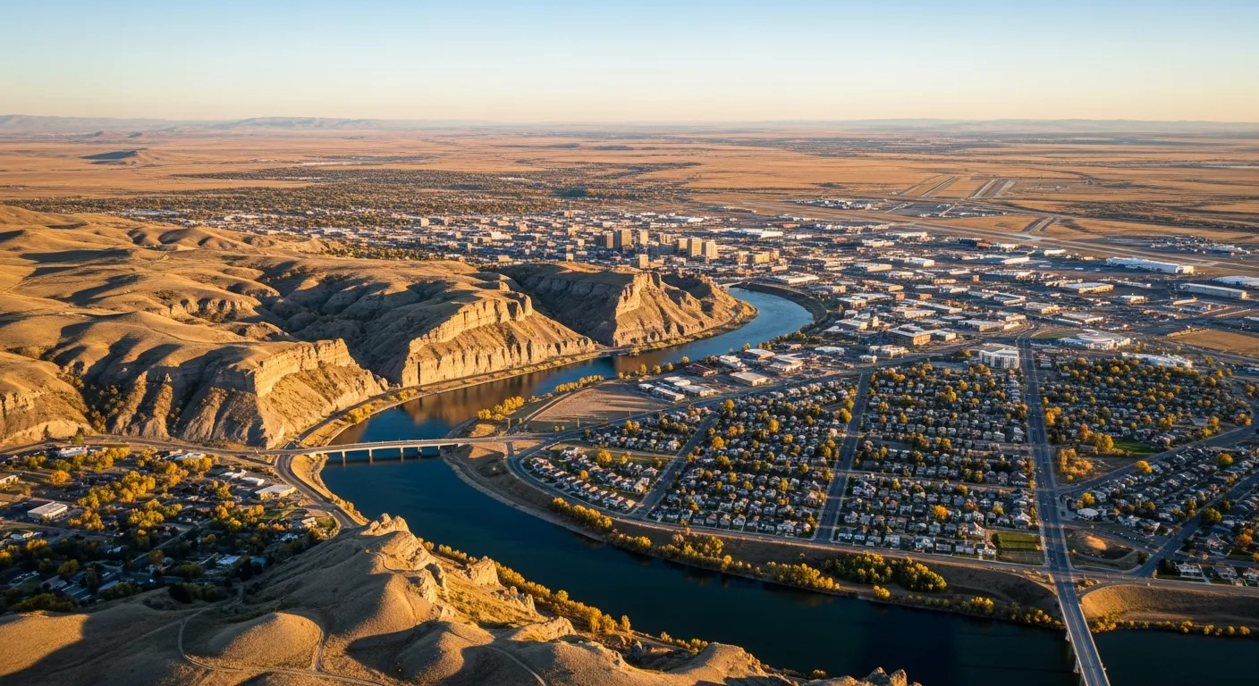 Aerial view of Billings, MT showing the local landscape and terrain relevant to aerial imaging operations