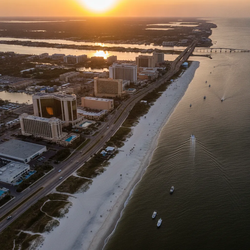 Aerial view of Biloxi, MS showing the local landscape and terrain relevant to aerial imaging operations