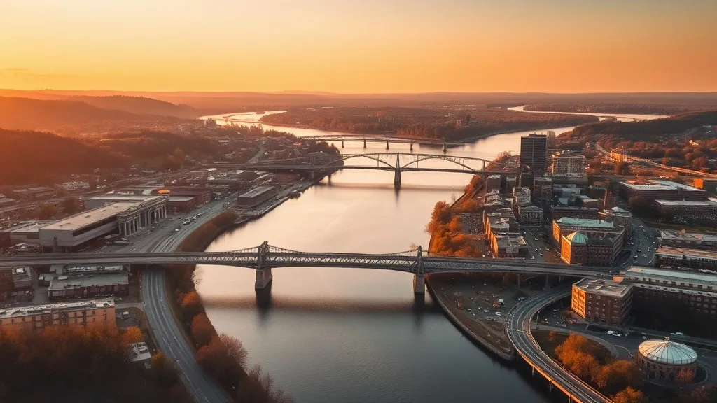 Aerial view of Binghamton, NY showing the local landscape and terrain relevant to aerial imaging operations