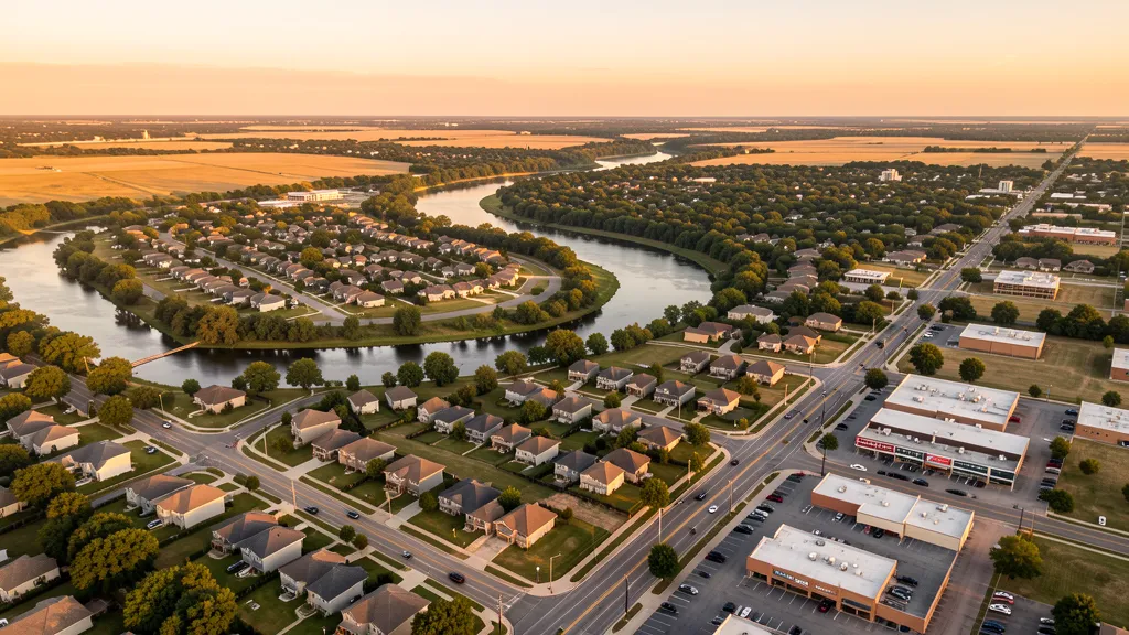 Aerial view of Bixby, OK showing the local landscape and terrain relevant to aerial imaging operations