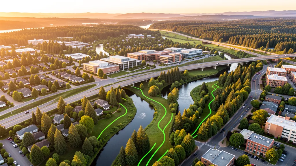 Aerial view of Bothell, WA showing the local landscape and terrain relevant to aerial imaging operations