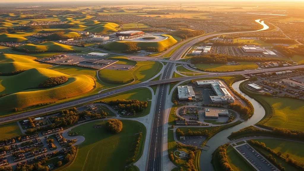 Aerial view of Bowling Green, KY showing the local landscape and terrain relevant to aerial imaging operations