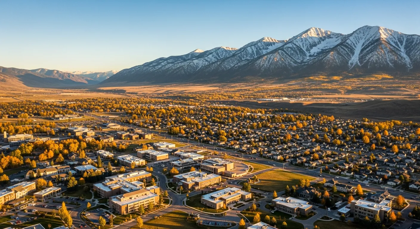 Aerial view of Bozeman, MT showing the local landscape and terrain relevant to aerial imaging operations