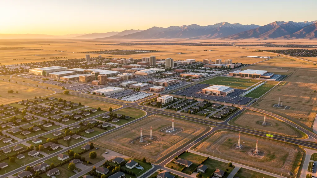 Aerial view of Brighton, CO showing the local landscape and terrain relevant to aerial imaging operations
