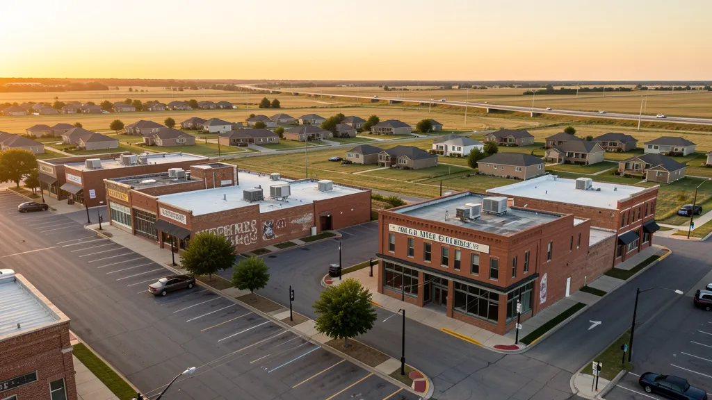 Aerial view of Broken Arrow, OK showing the local landscape and terrain relevant to aerial imaging operations