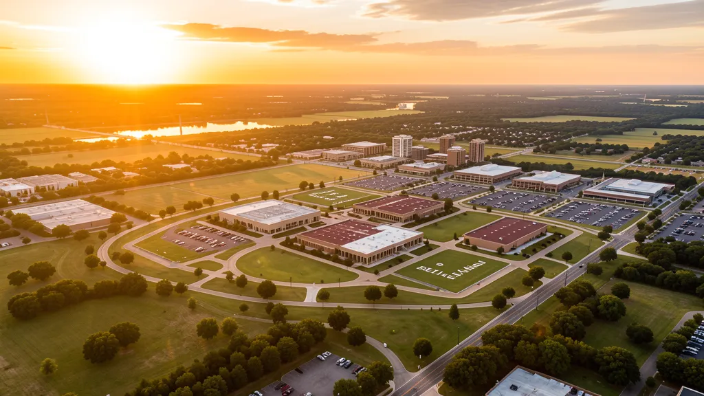 Aerial view of Bryan, TX showing the local landscape and terrain relevant to aerial imaging operations
