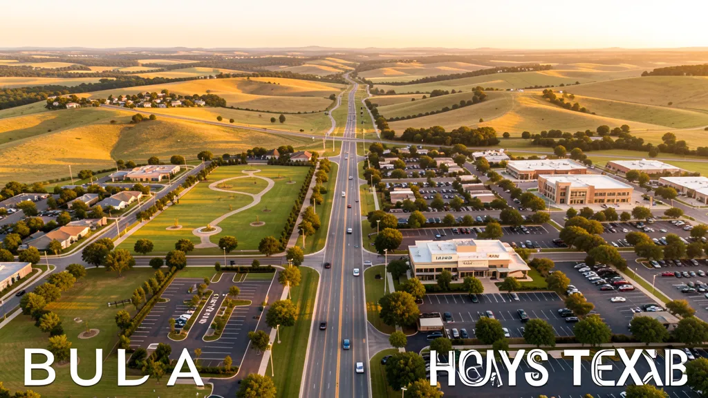 Aerial view of Buda, TX showing the local landscape and terrain relevant to aerial imaging operations