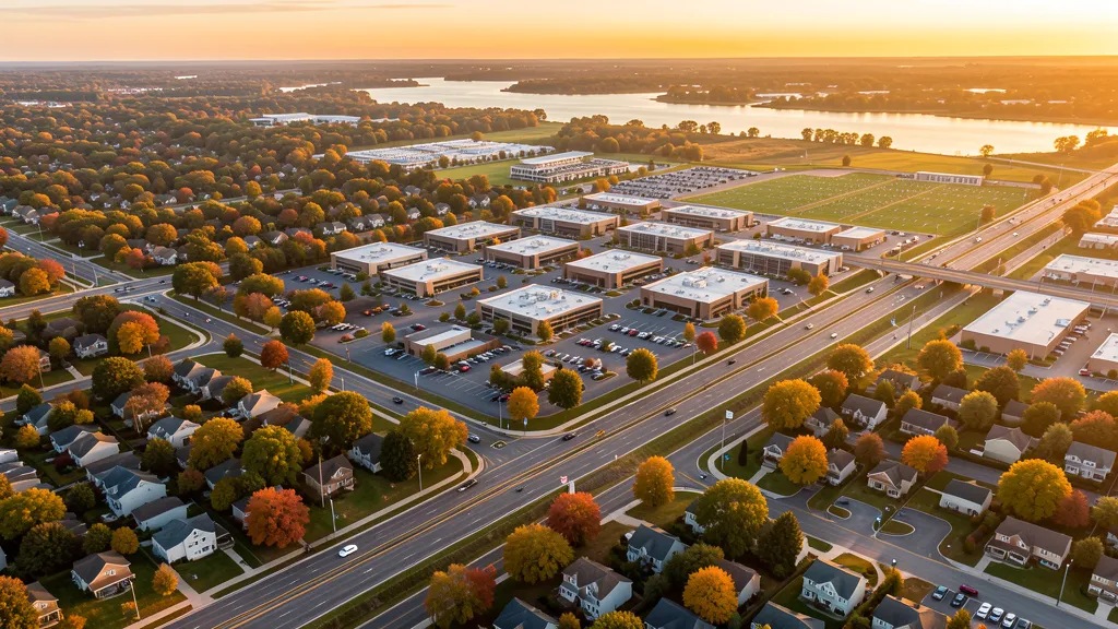 Aerial view of Buffalo Grove, IL showing the local landscape and terrain relevant to aerial imaging operations