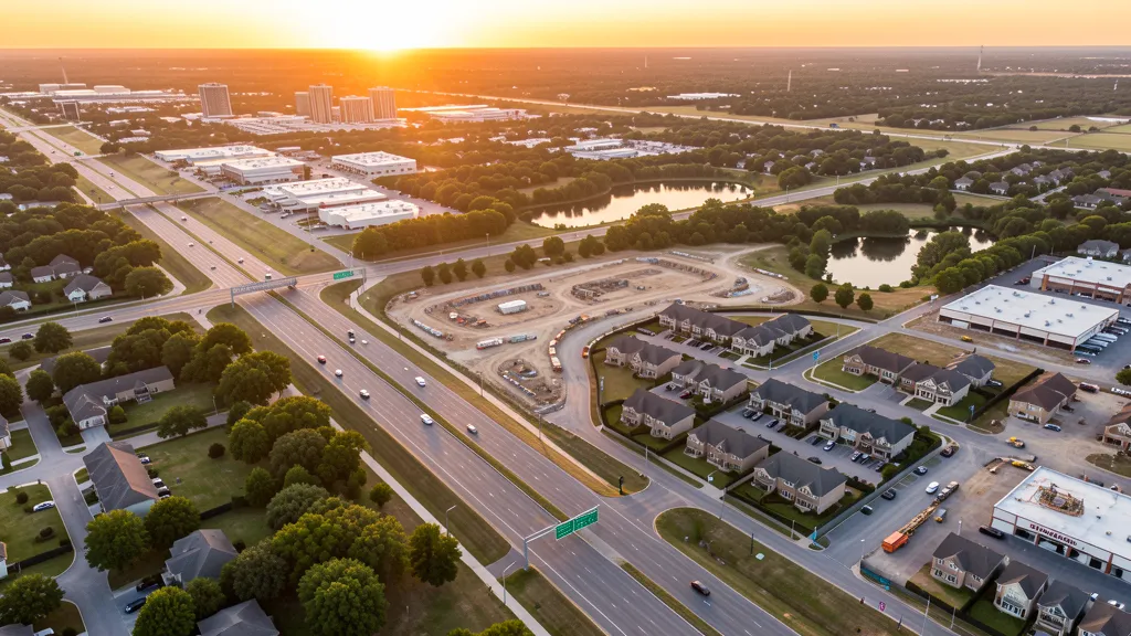 Aerial view of Burleson, TX showing the local landscape and terrain relevant to aerial imaging operations