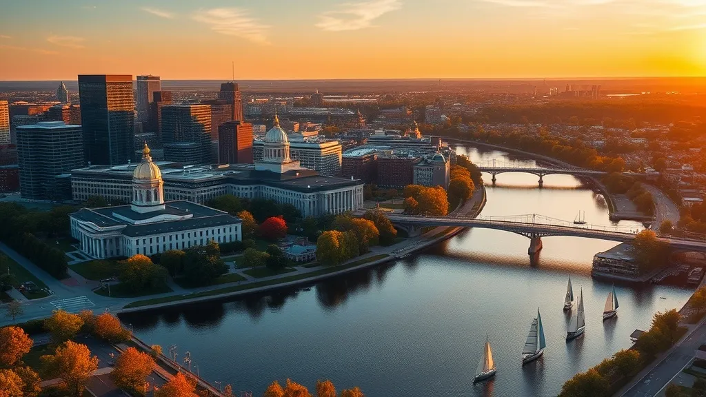 Aerial view of Cambridge, MA showing the local landscape and terrain relevant to aerial imaging operations