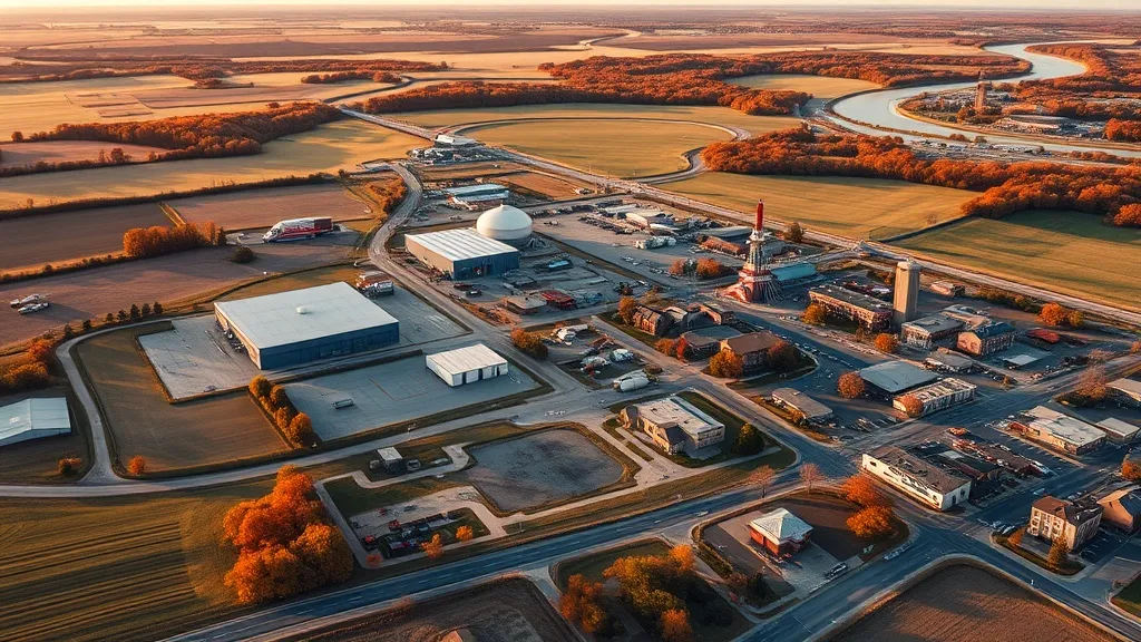 Aerial view of Canton, IL showing the local landscape and terrain relevant to aerial imaging operations