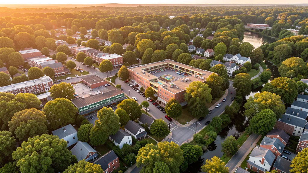 Aerial view of Carrboro, NC showing the local landscape and terrain relevant to aerial imaging operations