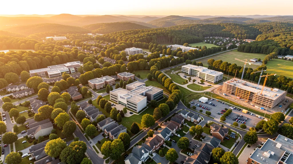 Aerial view of Cary, NC showing the local landscape and terrain relevant to aerial imaging operations