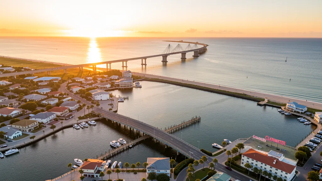 Aerial view of Clearwater, FL showing the local landscape and terrain relevant to aerial imaging operations