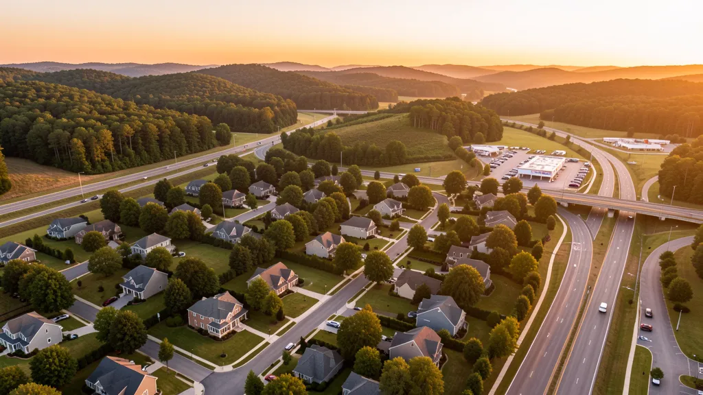 Aerial view of Clemmons, NC showing the local landscape and terrain relevant to aerial imaging operations