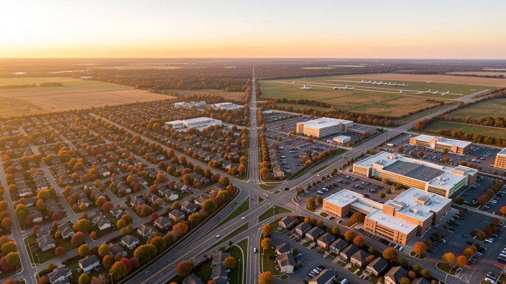 Aerial view of Clinton Township, MI showing the local landscape and terrain relevant to aerial imaging operations