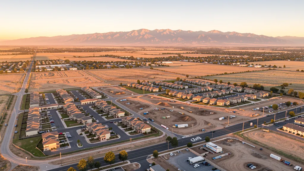 Aerial view of Clovis, CA showing the local landscape and terrain relevant to aerial imaging operations
