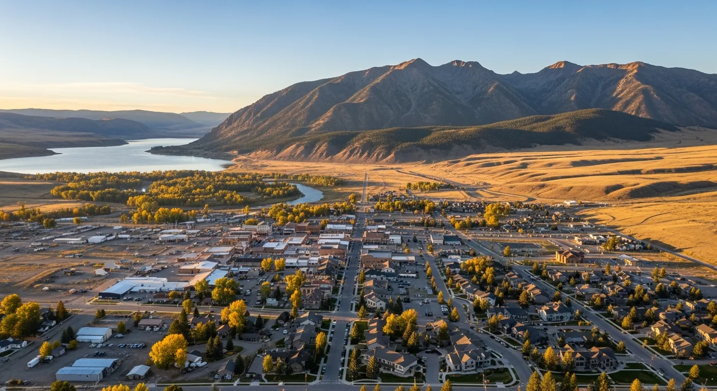 Aerial view of Cody, WY showing the local landscape and terrain relevant to aerial imaging operations