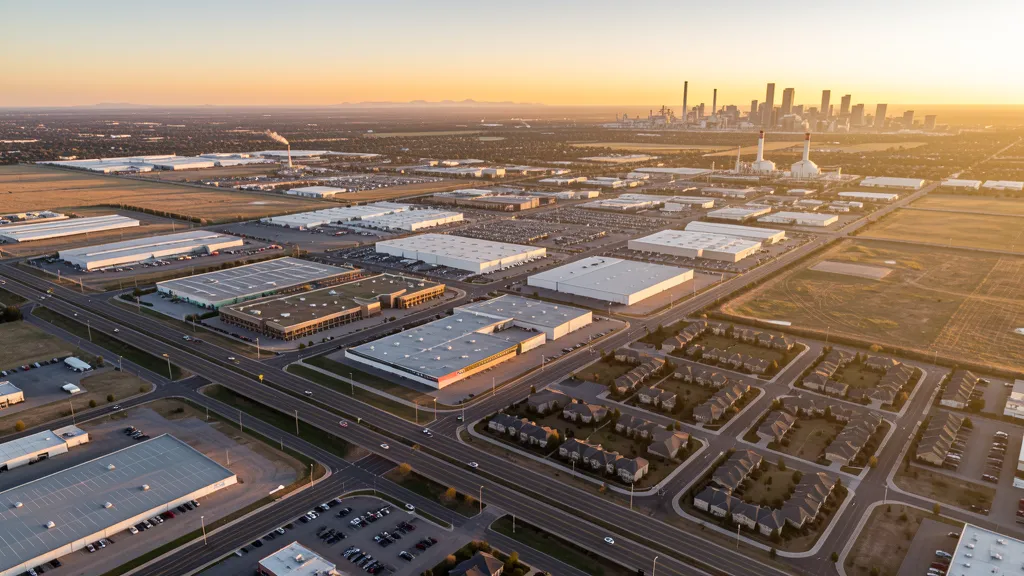 Aerial view of Commerce City, CO showing the local landscape and terrain relevant to aerial imaging operations