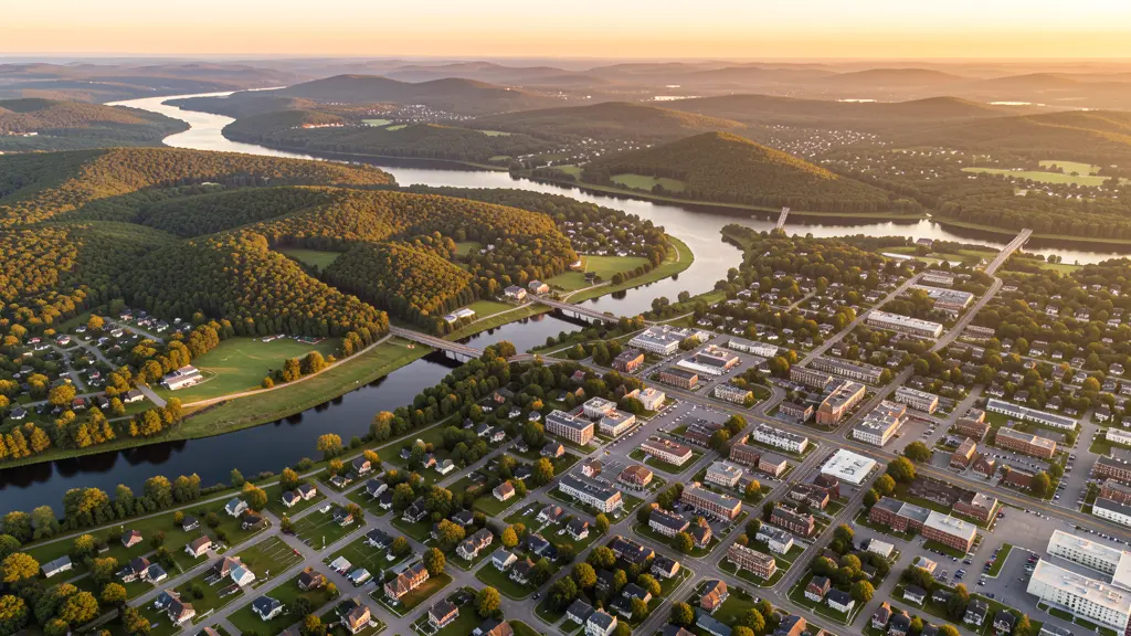 Aerial view of Concord, NH showing the local landscape and terrain relevant to aerial imaging operations
