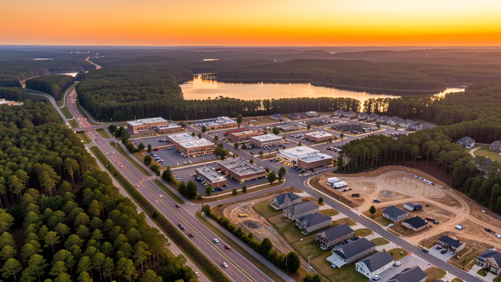 Aerial view of Conroe, TX showing the local landscape and terrain relevant to aerial imaging operations