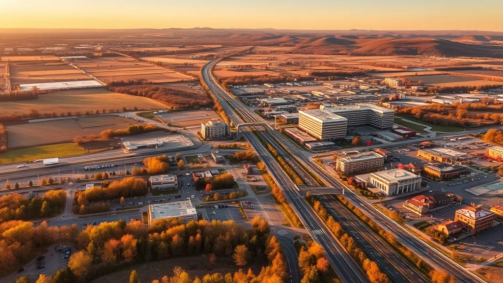 Aerial view of Conway, AR showing the local landscape and terrain relevant to aerial imaging operations