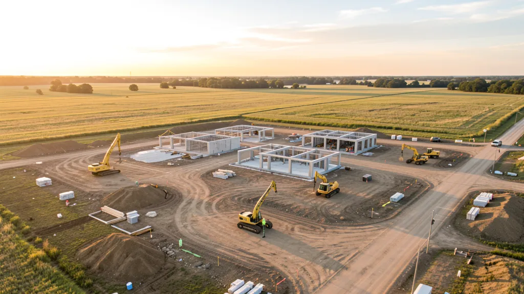 aerial imaging in progress at a construction site in Crystal Lake, IL with local terrain visible
