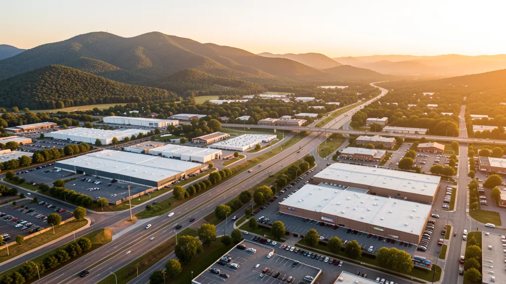 Aerial view of Dalton, GA showing the local landscape and terrain relevant to aerial imaging operations