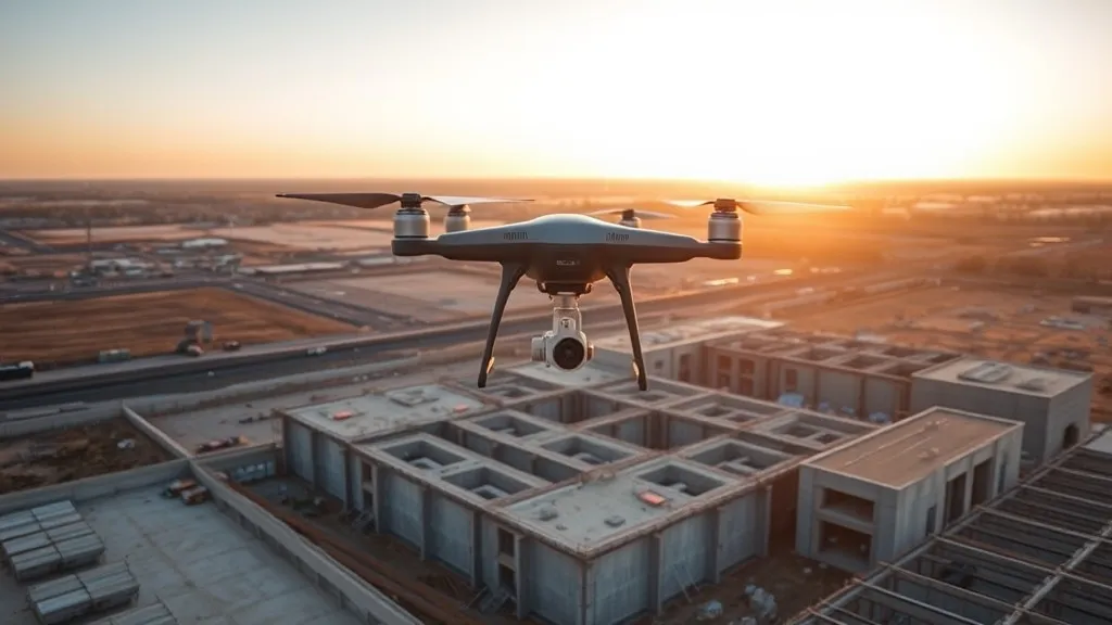 aerial imaging in progress at a construction site in Dayton, OH with local terrain visible