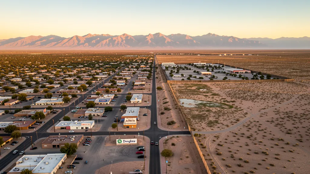 Aerial view of Douglas, AZ showing the local landscape and terrain relevant to aerial imaging operations