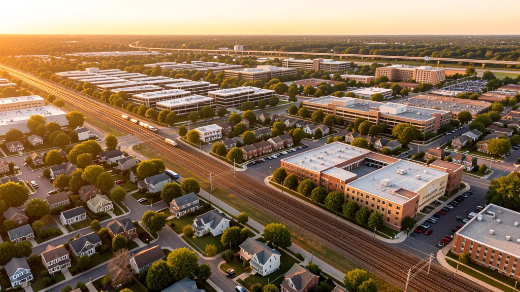 Aerial view of Downers Grove, IL showing the local landscape and terrain relevant to aerial imaging operations