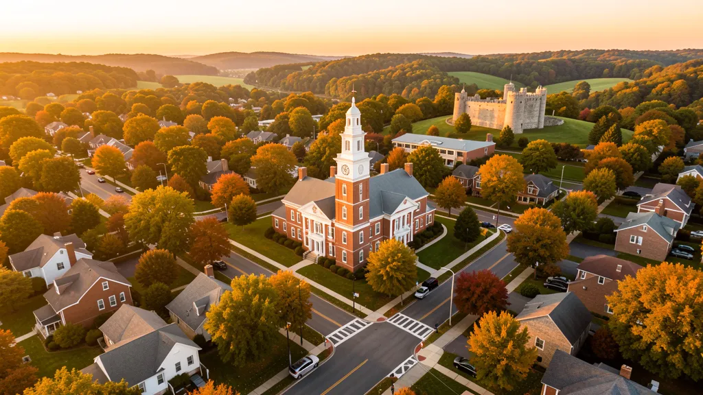 Aerial view of Doylestown, PA showing the local landscape and terrain relevant to aerial imaging operations