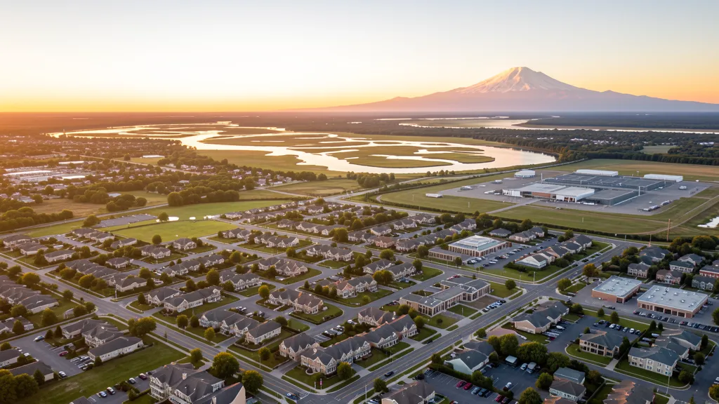 Aerial view of DuPont, WA showing the local landscape and terrain relevant to aerial imaging operations