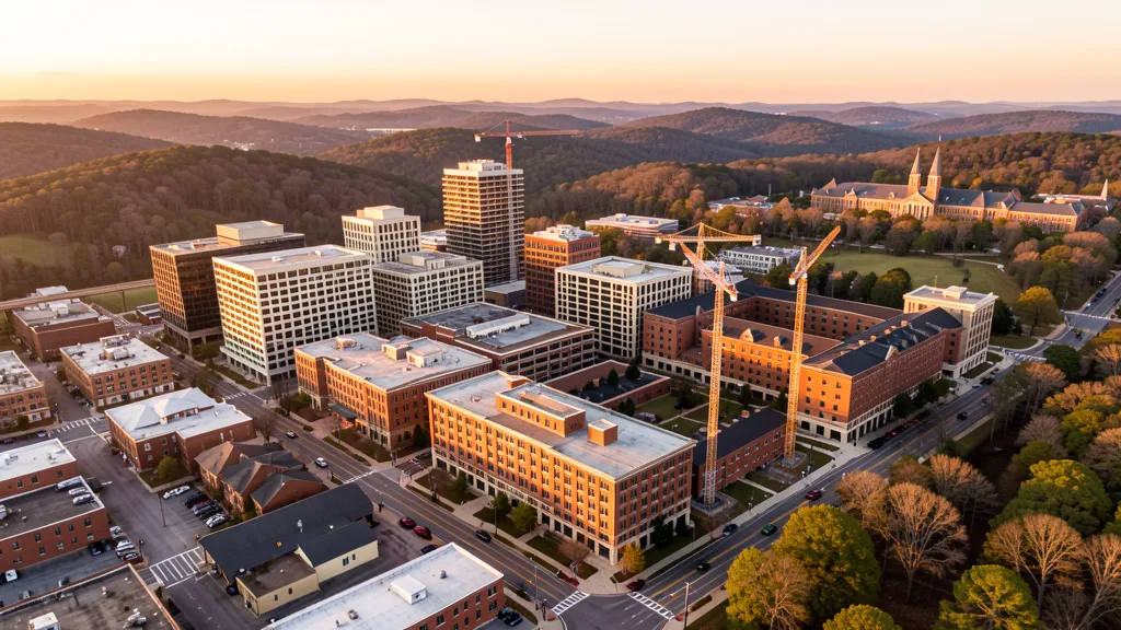 Aerial view of Durham, NC showing the local landscape and terrain relevant to aerial imaging operations