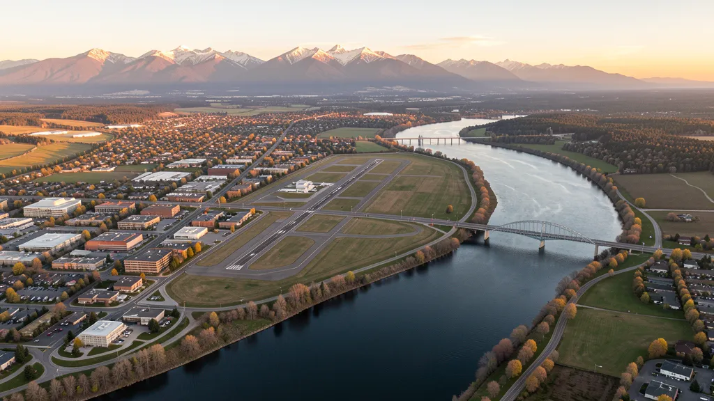 Aerial view of East Wenatchee, WA showing the local landscape and terrain relevant to aerial imaging operations