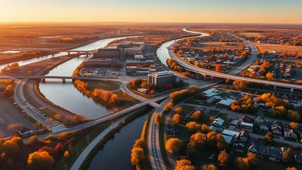 Aerial view of Elgin, IL showing the local landscape and terrain relevant to aerial imaging operations
