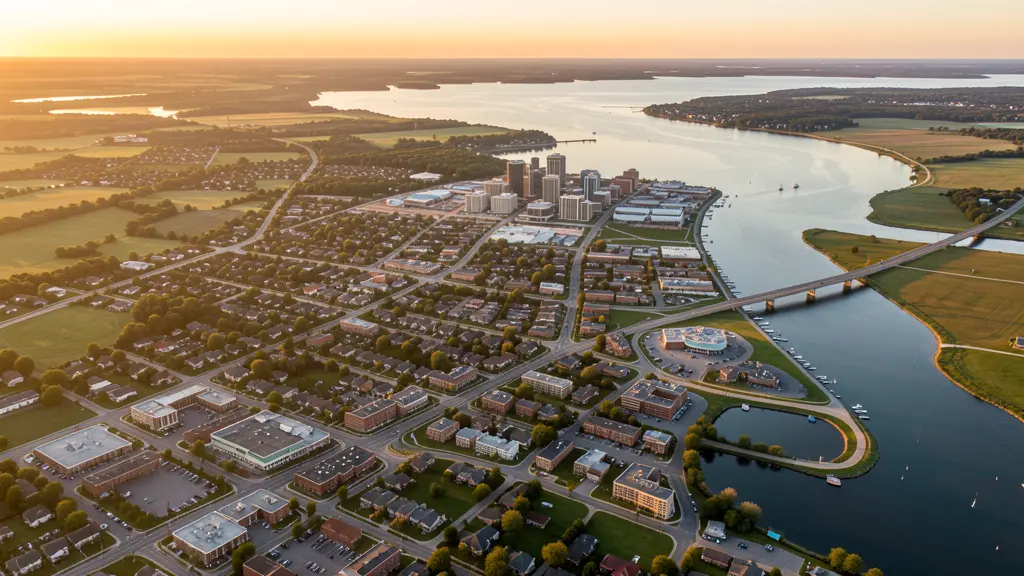 Aerial view of Erie, PA showing the local landscape and terrain relevant to aerial imaging operations