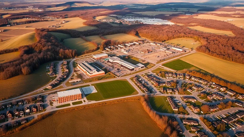 Aerial view of Fitchburg, WI showing the local landscape and terrain relevant to aerial imaging operations