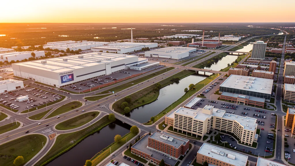Aerial view of Flint, MI showing the local landscape and terrain relevant to aerial imaging operations