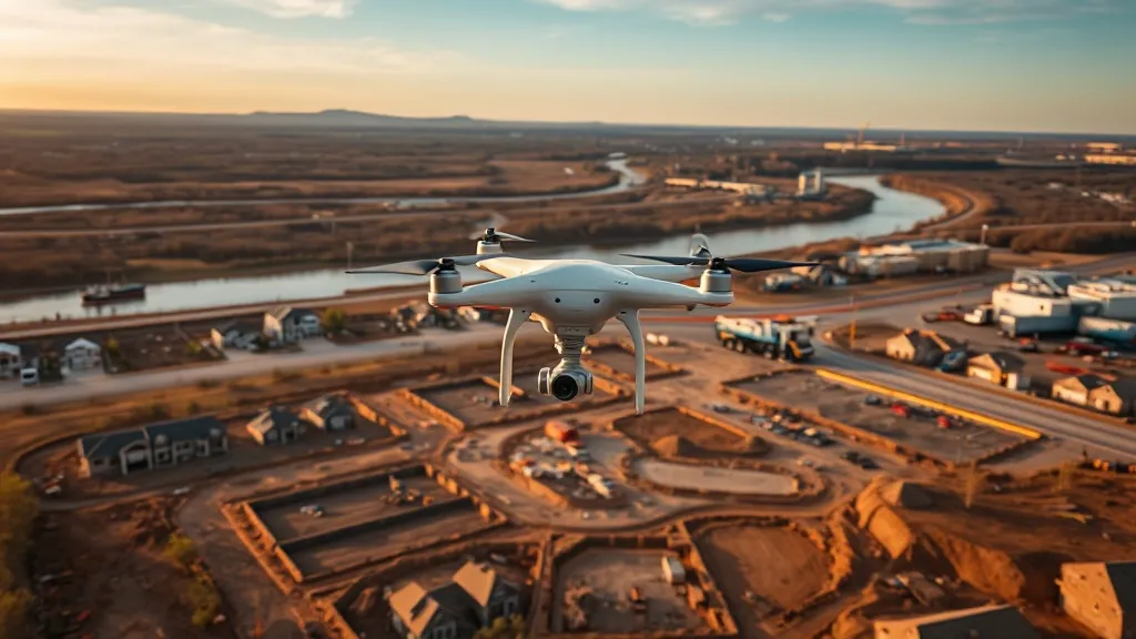 aerial imaging in progress at a construction site in Fort Smith, AR with local terrain visible