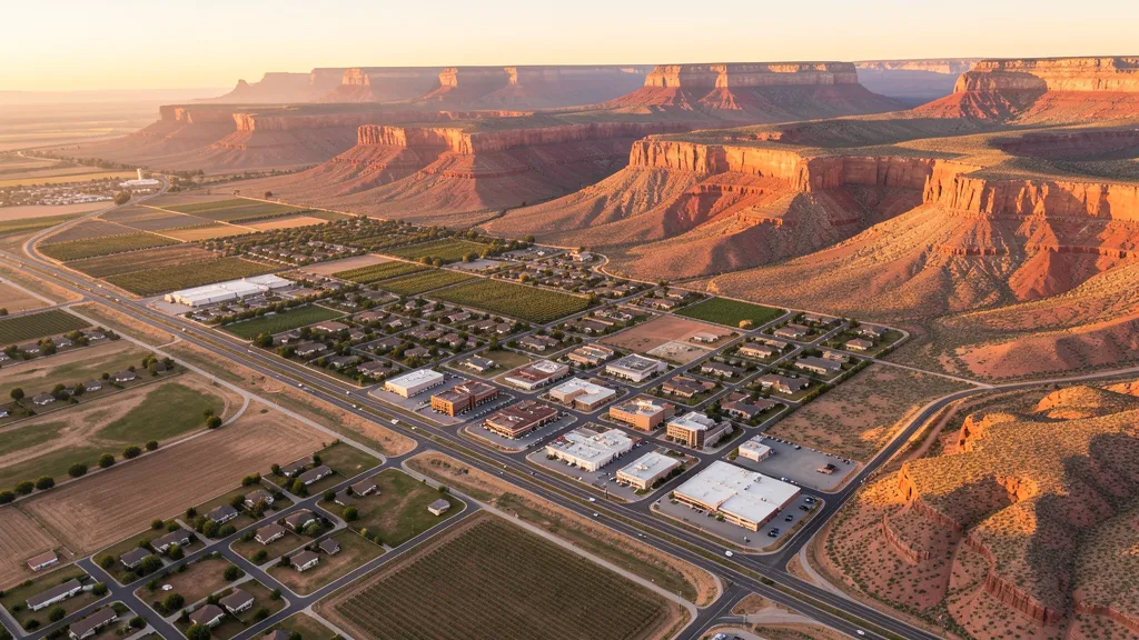 Aerial view of Fruita, CO showing the local landscape and terrain relevant to aerial imaging operations